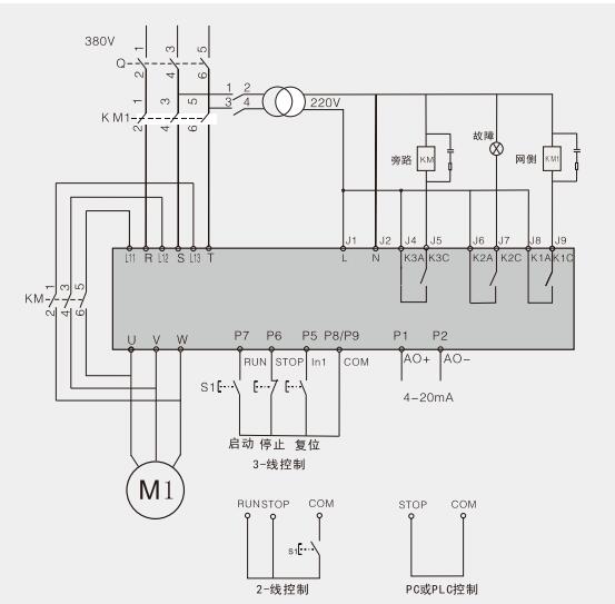 雷諾爾JJR5000軟啟動器接線圖